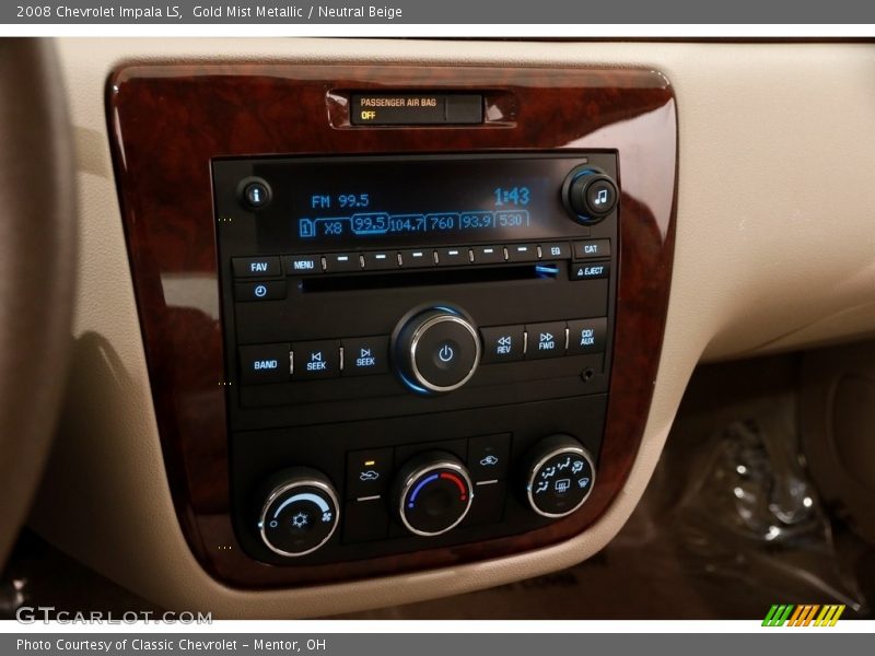 Gold Mist Metallic / Neutral Beige 2008 Chevrolet Impala LS