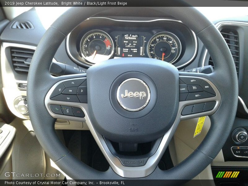 Bright White / Black/Light Frost Beige 2019 Jeep Cherokee Latitude