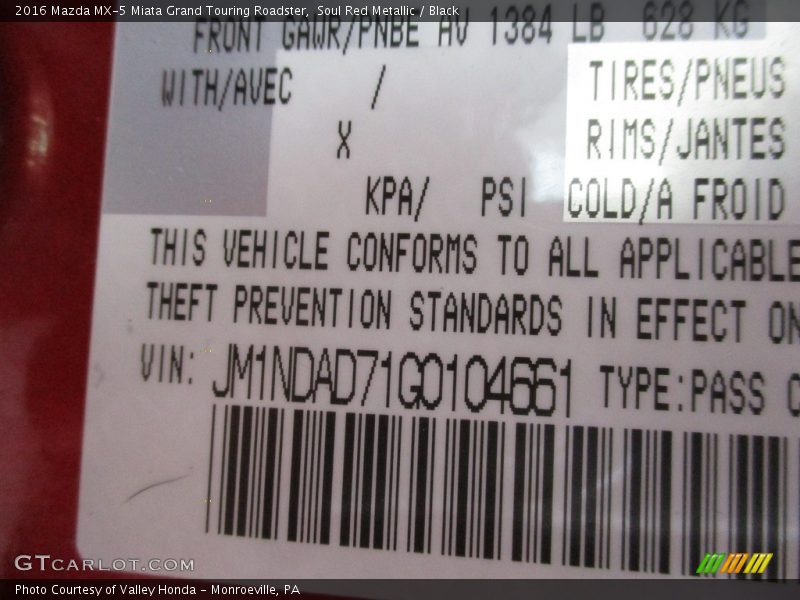 Soul Red Metallic / Black 2016 Mazda MX-5 Miata Grand Touring Roadster