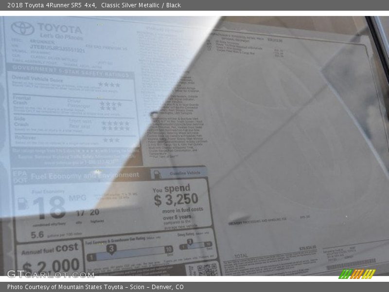 Classic Silver Metallic / Black 2018 Toyota 4Runner SR5 4x4