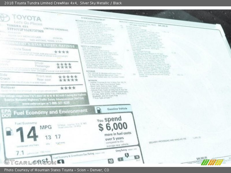 Silver Sky Metallic / Black 2018 Toyota Tundra Limited CrewMax 4x4