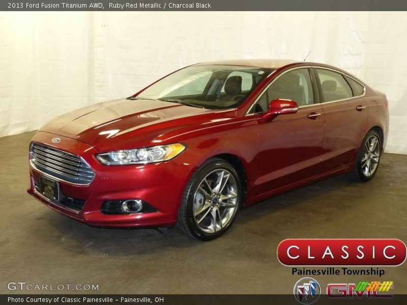 Ruby Red Metallic / Charcoal Black 2013 Ford Fusion Titanium AWD
