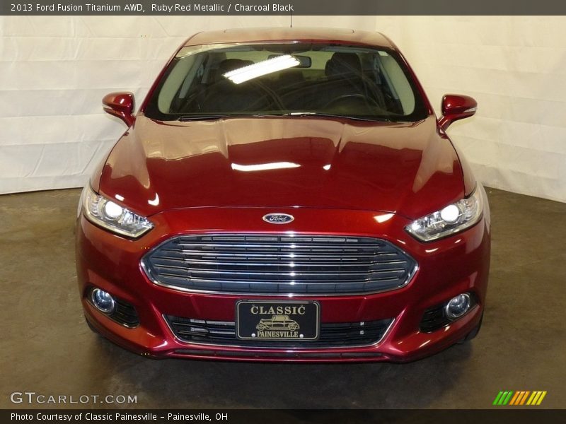 Ruby Red Metallic / Charcoal Black 2013 Ford Fusion Titanium AWD