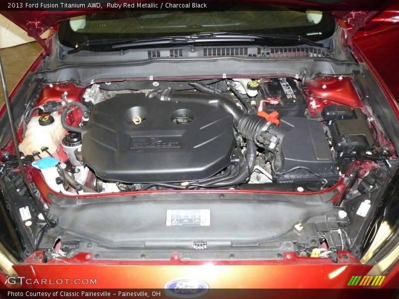 Ruby Red Metallic / Charcoal Black 2013 Ford Fusion Titanium AWD