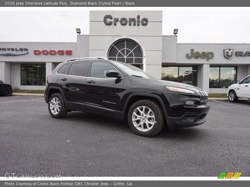 Diamond Black Crystal Pearl / Black 2018 Jeep Cherokee Latitude Plus