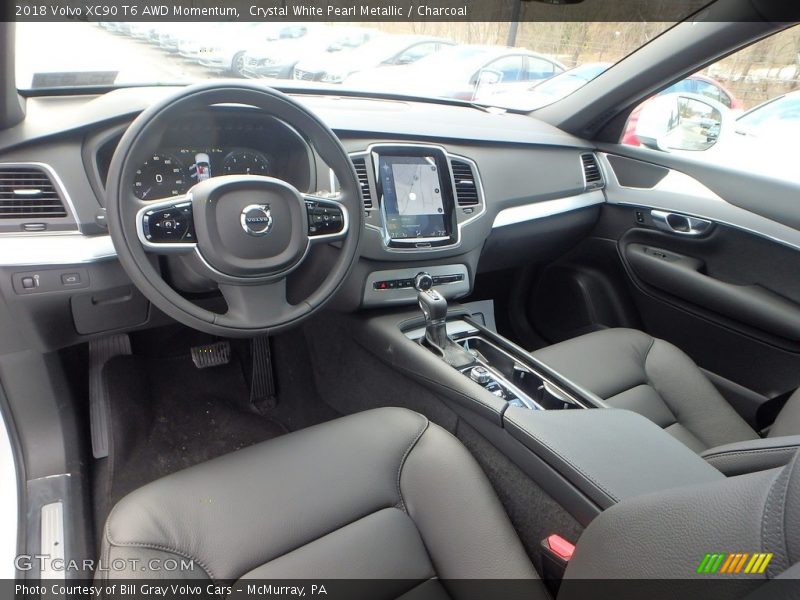 Crystal White Pearl Metallic / Charcoal 2018 Volvo XC90 T6 AWD Momentum