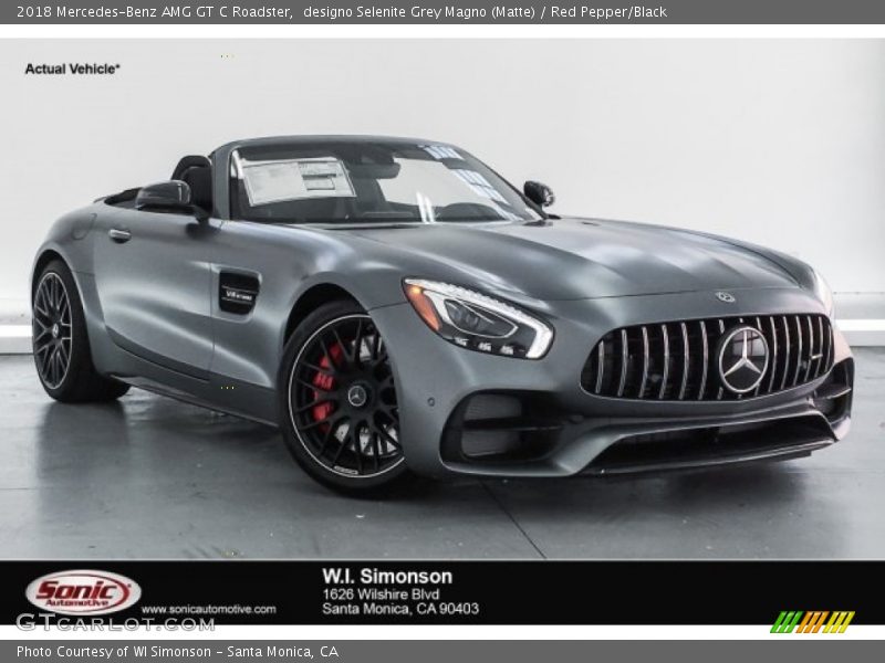 designo Selenite Grey Magno (Matte) / Red Pepper/Black 2018 Mercedes-Benz AMG GT C Roadster