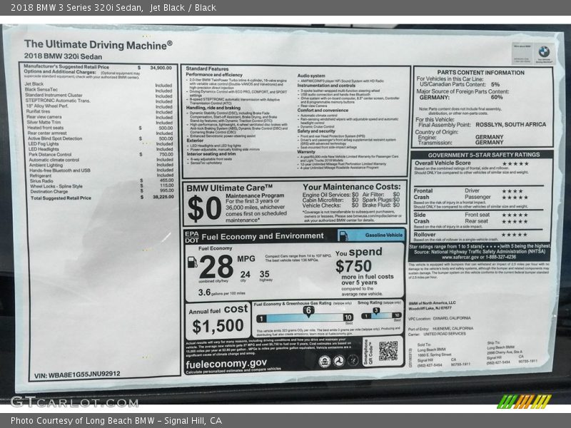 Jet Black / Black 2018 BMW 3 Series 320i Sedan