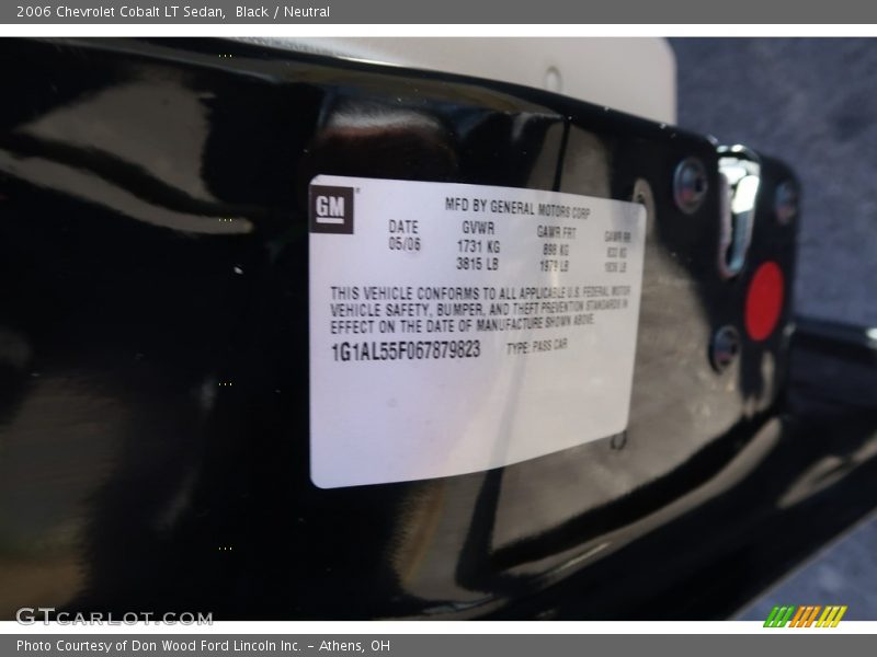 Black / Neutral 2006 Chevrolet Cobalt LT Sedan