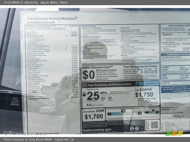 Alpine White / Black 2018 BMW X2 xDrive28i