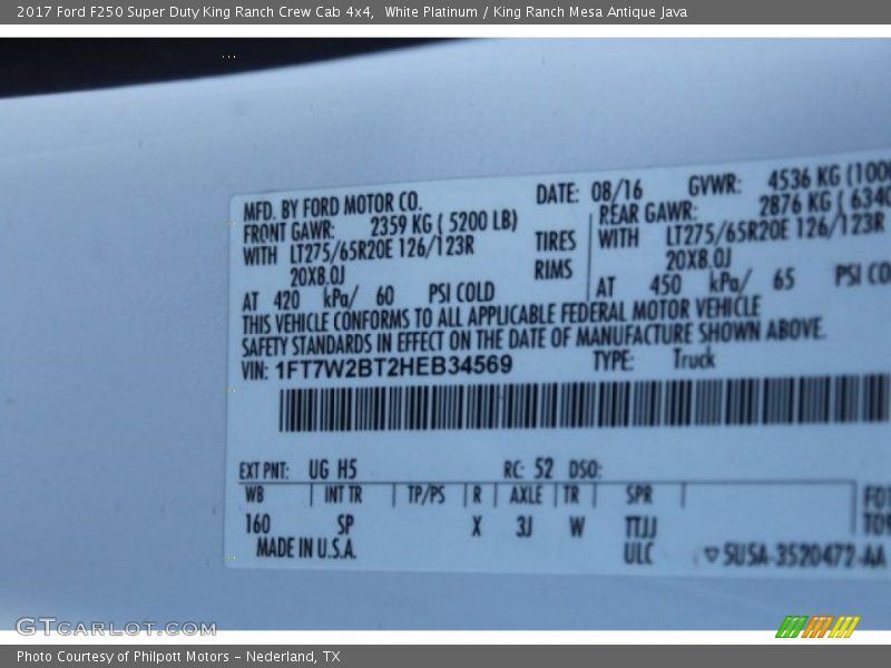 White Platinum / King Ranch Mesa Antique Java 2017 Ford F250 Super Duty King Ranch Crew Cab 4x4
