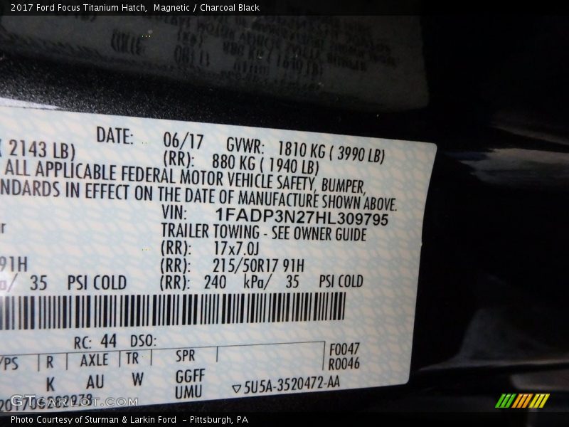 Magnetic / Charcoal Black 2017 Ford Focus Titanium Hatch