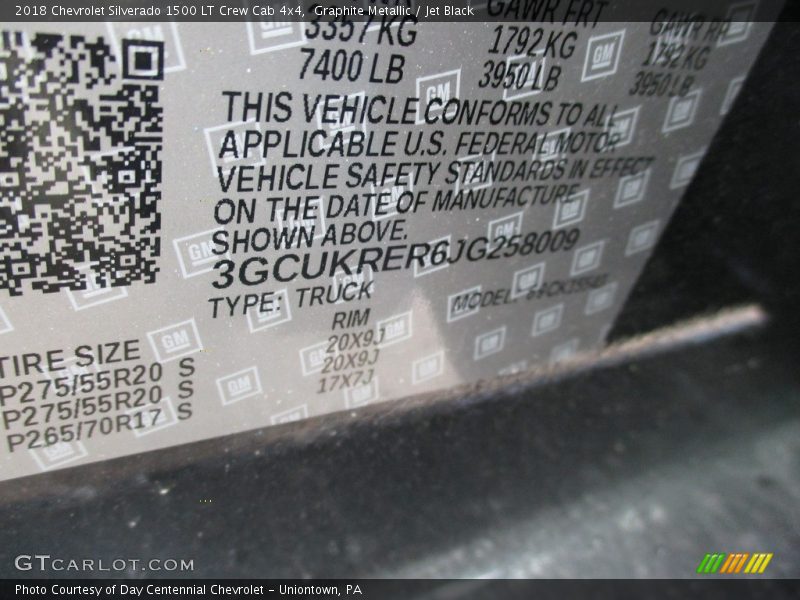 Graphite Metallic / Jet Black 2018 Chevrolet Silverado 1500 LT Crew Cab 4x4