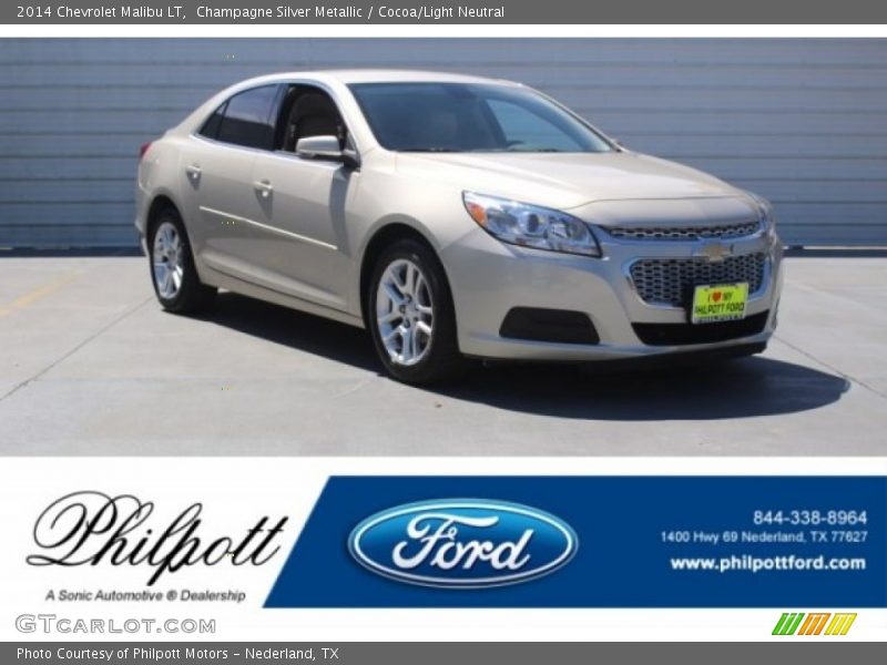 Champagne Silver Metallic / Cocoa/Light Neutral 2014 Chevrolet Malibu LT