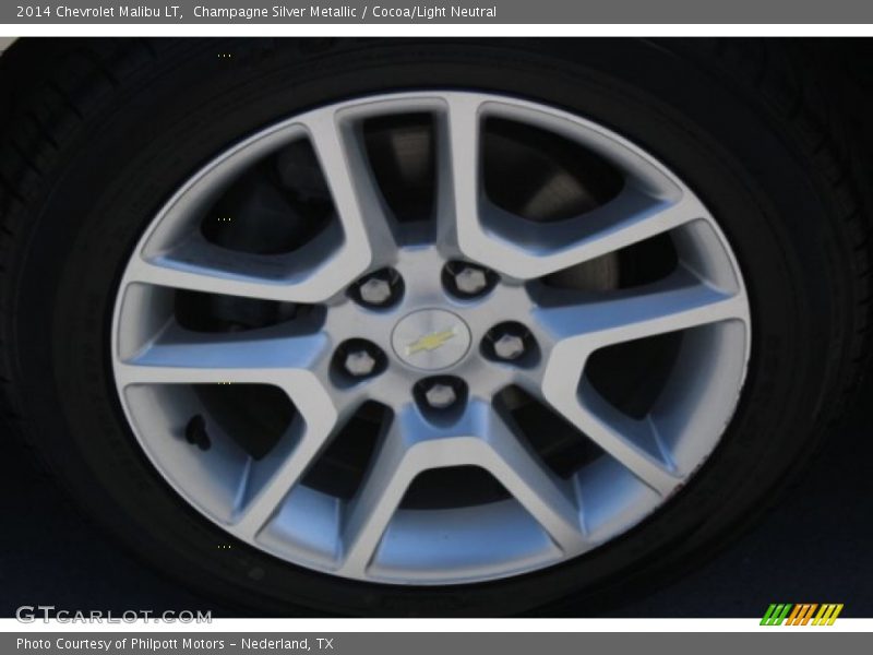 Champagne Silver Metallic / Cocoa/Light Neutral 2014 Chevrolet Malibu LT