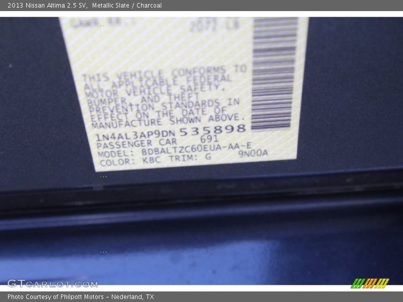 Metallic Slate / Charcoal 2013 Nissan Altima 2.5 SV