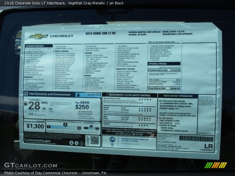 Nightfall Gray Metallic / Jet Black 2018 Chevrolet Sonic LT Hatchback