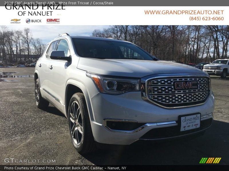 White Frost Tricoat / Cocoa/Shale 2018 GMC Acadia Denali AWD