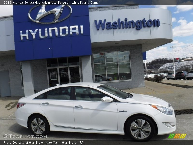 Porcelain White Pearl / Camel 2013 Hyundai Sonata Hybrid Limited