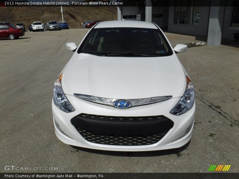Porcelain White Pearl / Camel 2013 Hyundai Sonata Hybrid Limited