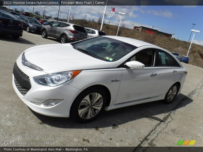 Porcelain White Pearl / Camel 2013 Hyundai Sonata Hybrid Limited