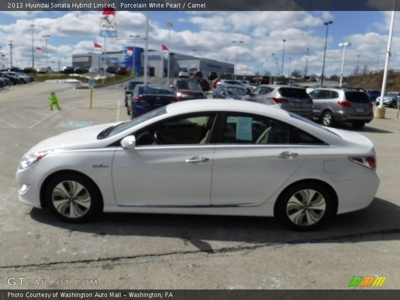 Porcelain White Pearl / Camel 2013 Hyundai Sonata Hybrid Limited