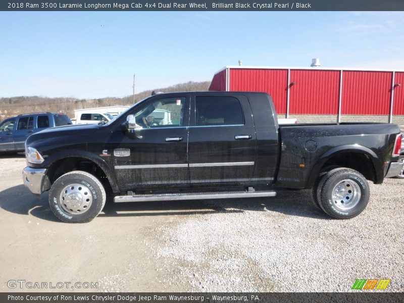 Brilliant Black Crystal Pearl / Black 2018 Ram 3500 Laramie Longhorn Mega Cab 4x4 Dual Rear Wheel