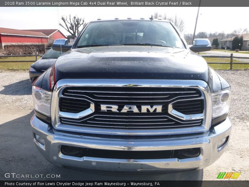 Brilliant Black Crystal Pearl / Black 2018 Ram 3500 Laramie Longhorn Mega Cab 4x4 Dual Rear Wheel