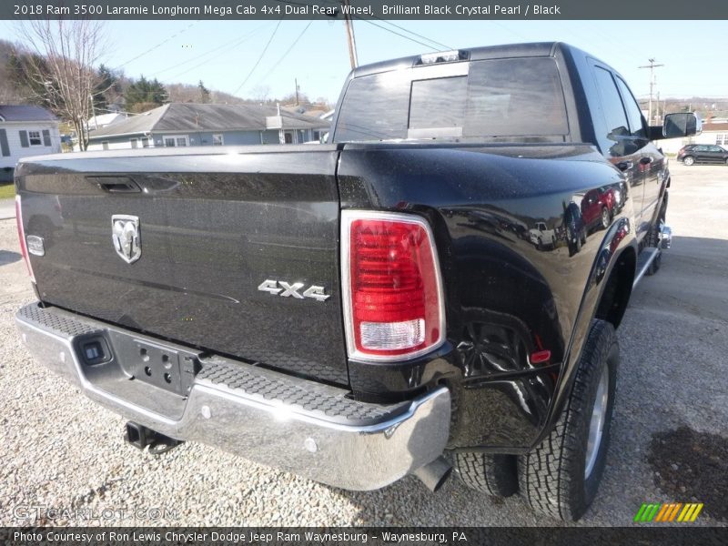 Brilliant Black Crystal Pearl / Black 2018 Ram 3500 Laramie Longhorn Mega Cab 4x4 Dual Rear Wheel