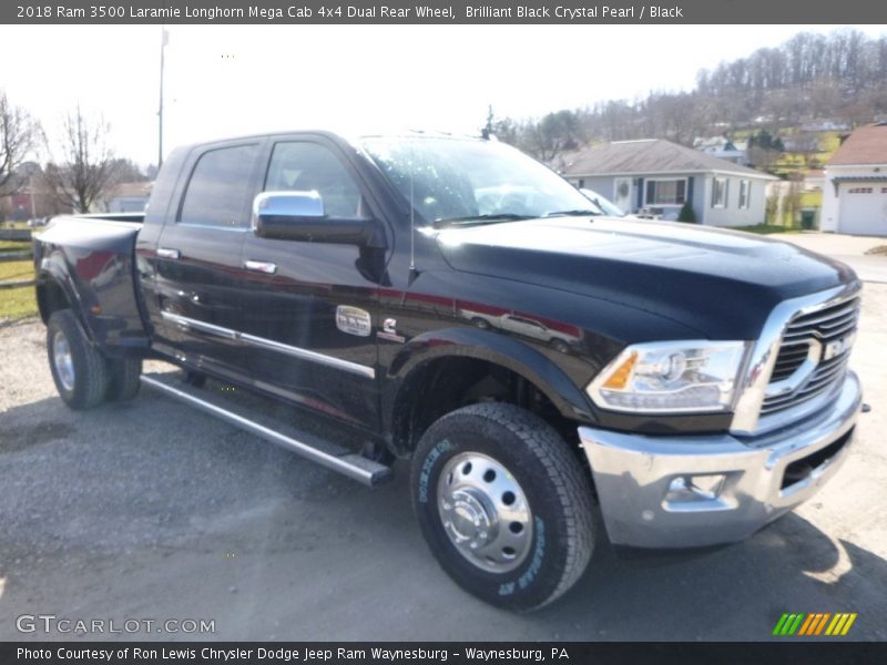 Brilliant Black Crystal Pearl / Black 2018 Ram 3500 Laramie Longhorn Mega Cab 4x4 Dual Rear Wheel