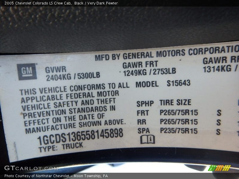 Black / Very Dark Pewter 2005 Chevrolet Colorado LS Crew Cab