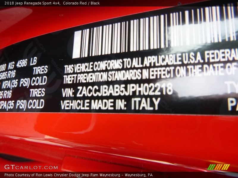 Colorado Red / Black 2018 Jeep Renegade Sport 4x4