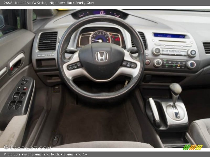 Nighthawk Black Pearl / Gray 2008 Honda Civic EX Sedan