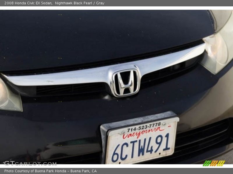 Nighthawk Black Pearl / Gray 2008 Honda Civic EX Sedan