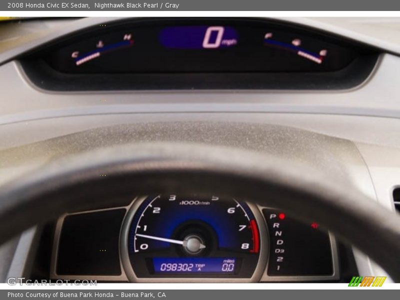 Nighthawk Black Pearl / Gray 2008 Honda Civic EX Sedan