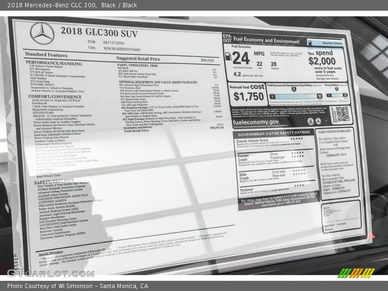 Black / Black 2018 Mercedes-Benz GLC 300