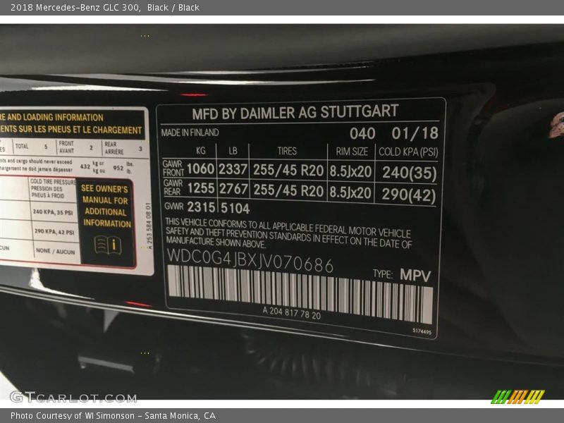 Black / Black 2018 Mercedes-Benz GLC 300