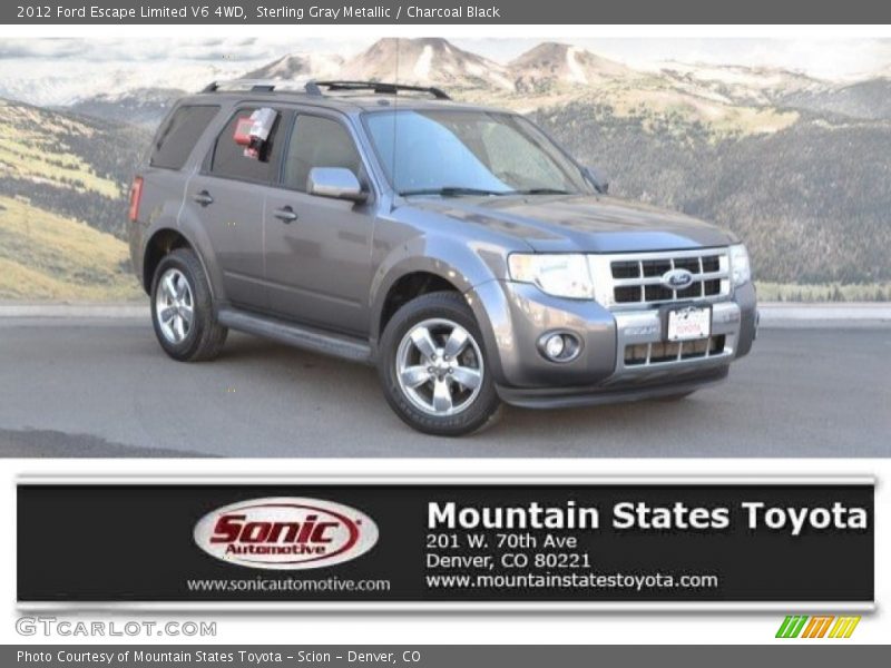 Sterling Gray Metallic / Charcoal Black 2012 Ford Escape Limited V6 4WD