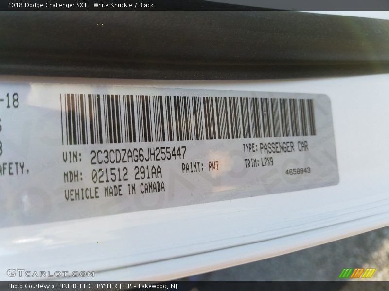 White Knuckle / Black 2018 Dodge Challenger SXT