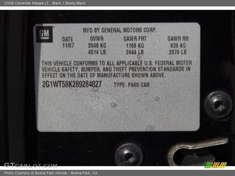 Black / Ebony Black 2008 Chevrolet Impala LT