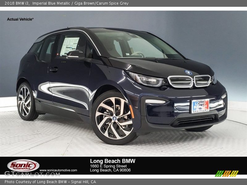 Imperial Blue Metallic / Giga Brown/Carum Spice Grey 2018 BMW i3