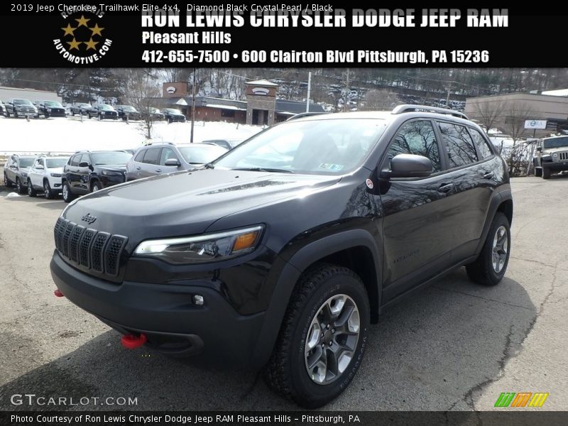 Diamond Black Crystal Pearl / Black 2019 Jeep Cherokee Trailhawk Elite 4x4