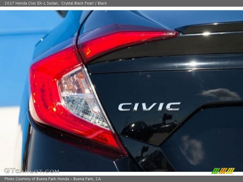 Crystal Black Pearl / Black 2017 Honda Civic EX-L Sedan