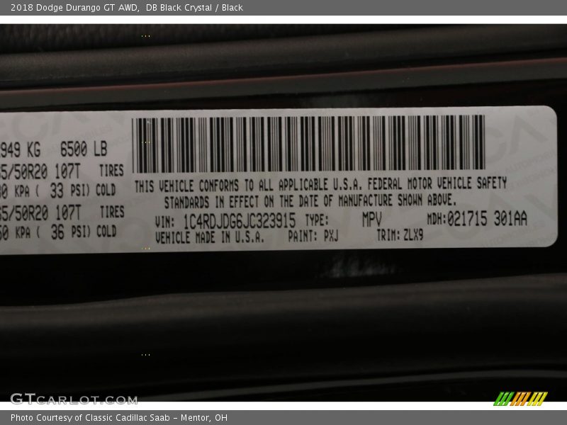 DB Black Crystal / Black 2018 Dodge Durango GT AWD