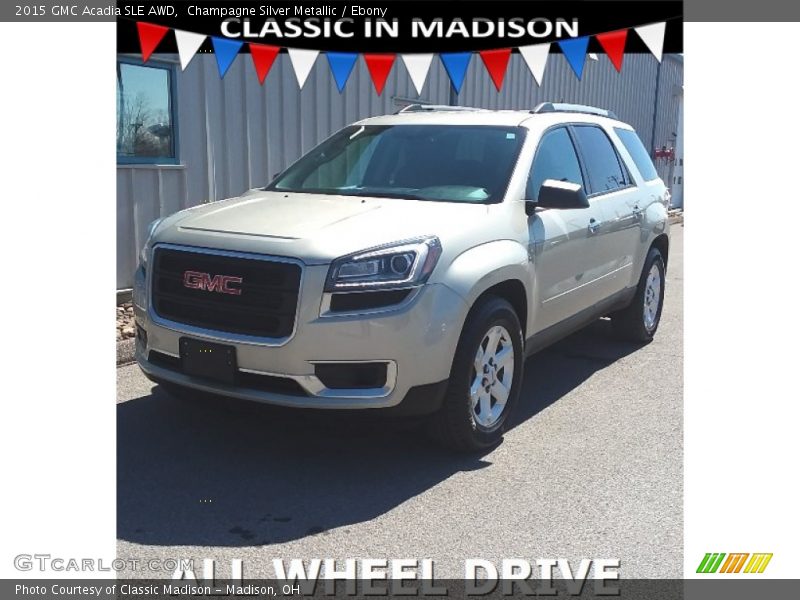 Champagne Silver Metallic / Ebony 2015 GMC Acadia SLE AWD