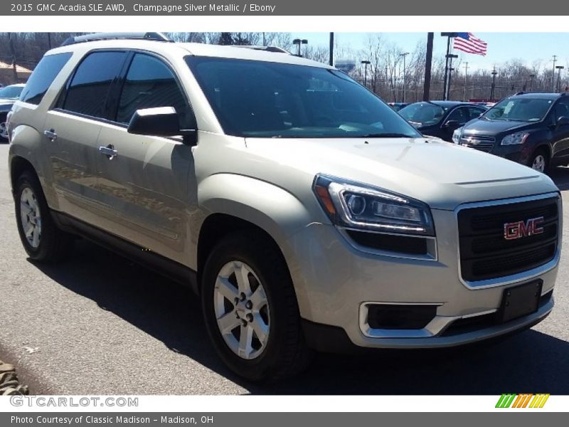 Champagne Silver Metallic / Ebony 2015 GMC Acadia SLE AWD