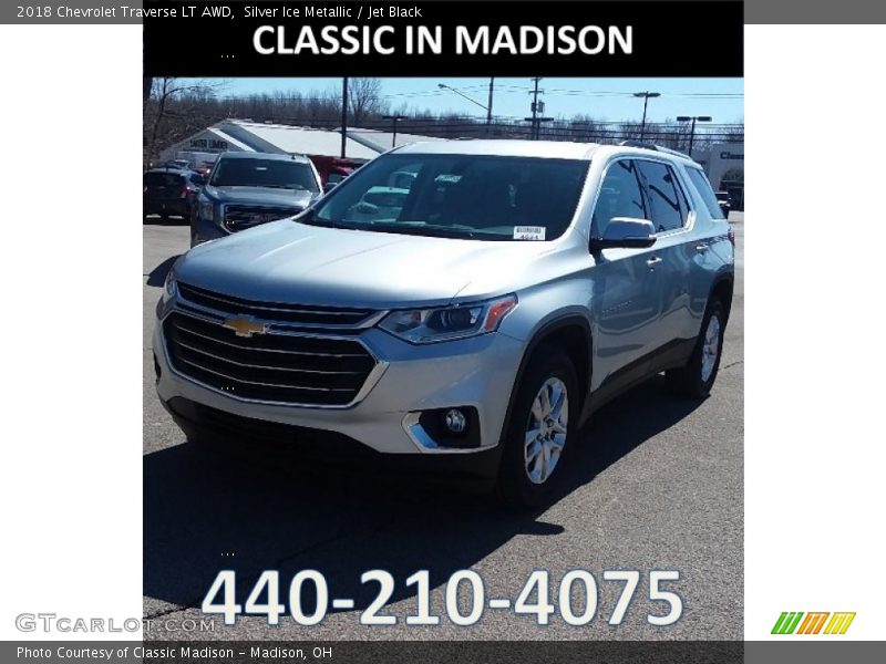 Silver Ice Metallic / Jet Black 2018 Chevrolet Traverse LT AWD