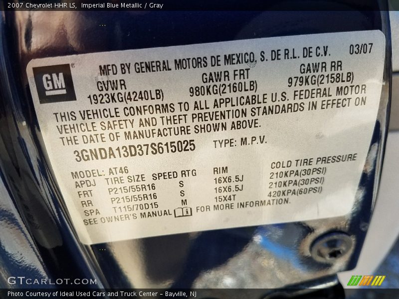 Imperial Blue Metallic / Gray 2007 Chevrolet HHR LS