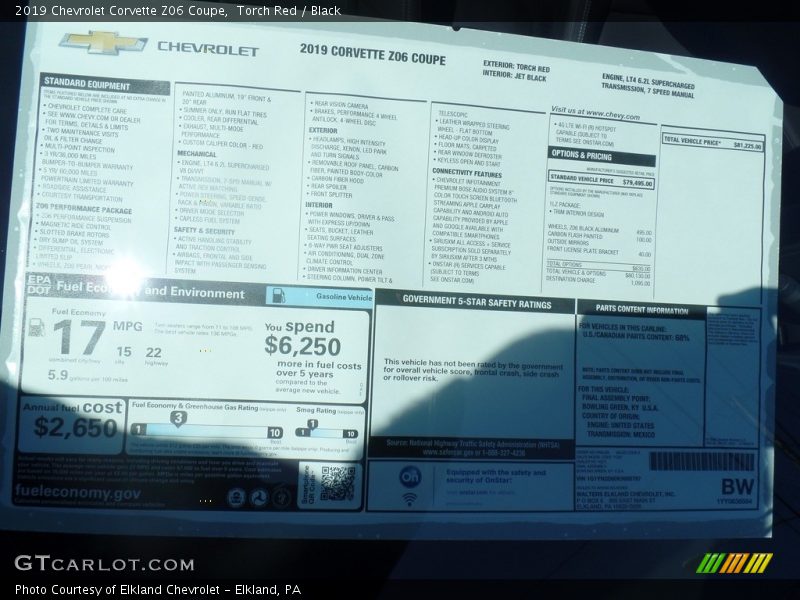 Torch Red / Black 2019 Chevrolet Corvette Z06 Coupe