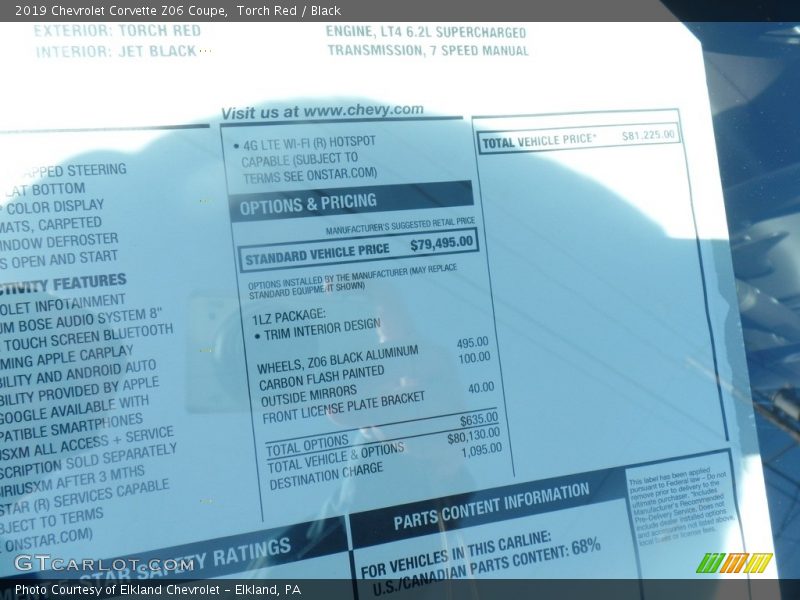 Torch Red / Black 2019 Chevrolet Corvette Z06 Coupe